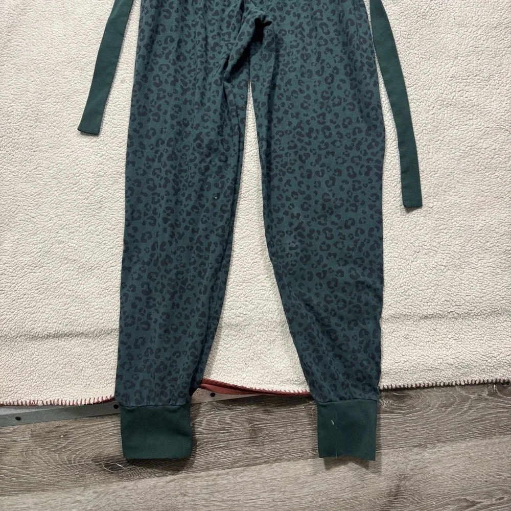 Lani The Label Jumpsuit Womens Small Green Cheetah Print‎ Long Sleeve Waist Tie